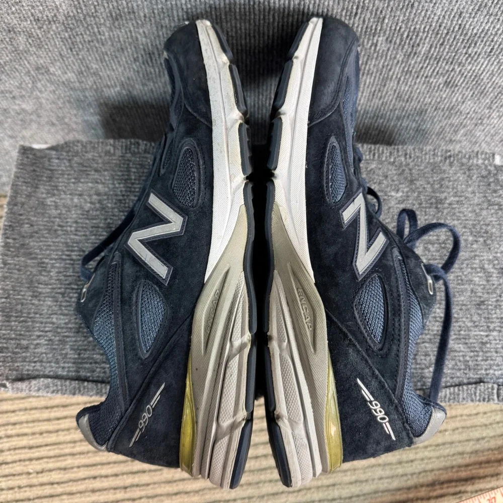 New Balance 990v4 Navy Blue Suede Mesh Made in USA Running Shoes M990NV4 Sz 15